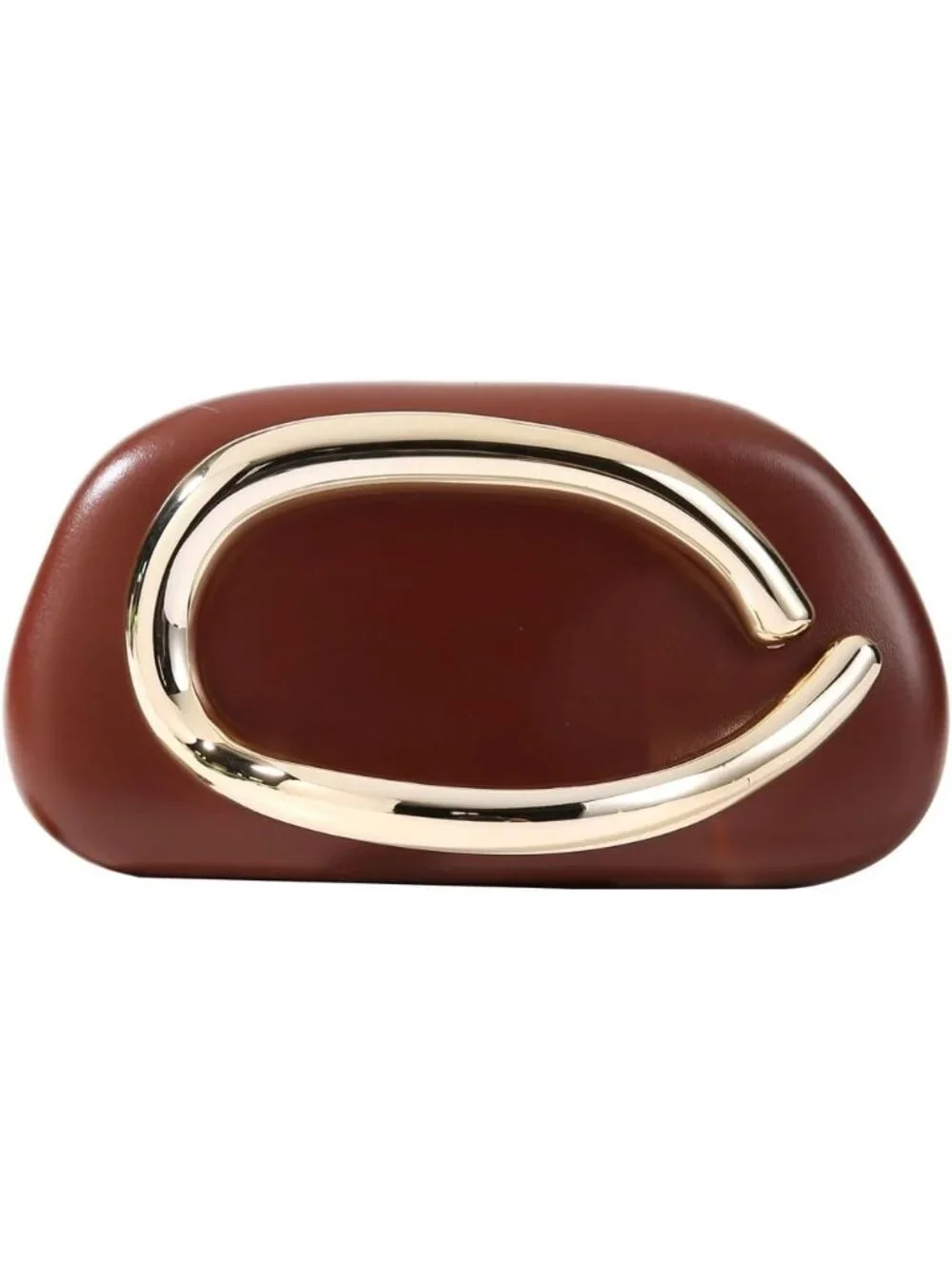 👜Women's Coffee Art Deco Clutch Gold-Tone Handle Evening Party Purse Bag